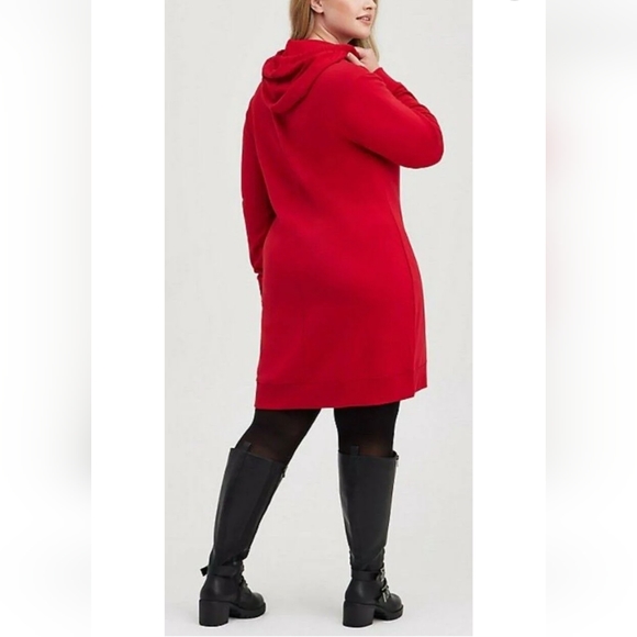 Torrid Red Pullover Ultra Soft Fleece Hoodie Dress - Picture 8 of 12
